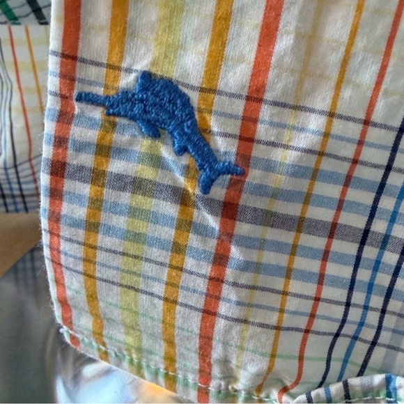 NWOT Tommy Bahama Multicolor Striped Shirt with Blue Floral Cuffs - Picture 3 of 10